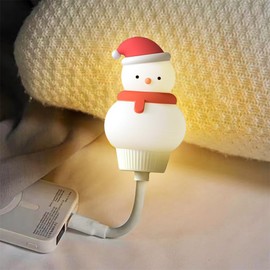Lunriwis Children's Night Light Snowman Night Light Baby LED Light, Bendable Multi-Angle Adjustable Snowman Light USB Port Plug-in Simple and Easy to Use Children's Birthday Gift