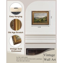 JOFANG Vintage Framed Wall Art,Mountain Range Canvas Wall Art for Living Room,Bedroom,kitchen Wall Decor Canvas Prints,9x12in