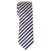 (リトリーズ) RETREEZ ストライプ柄 織り生地 細ネクタイ タイ - ネイビーブルー&ホワイトのストライプ