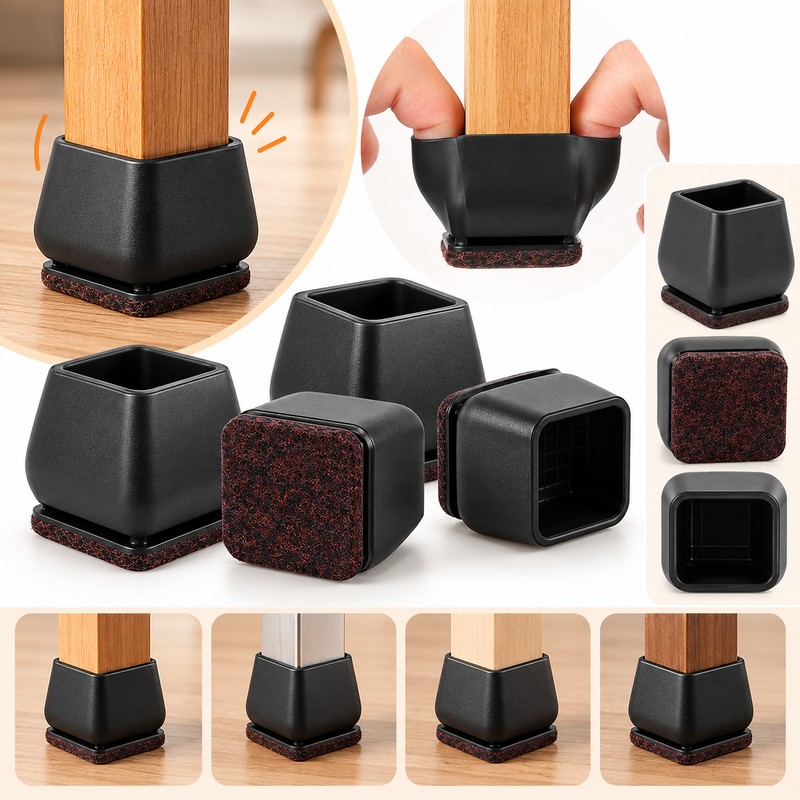 16-Piece Chair Leg Floor Protectors for Furniture -Felt Bottom