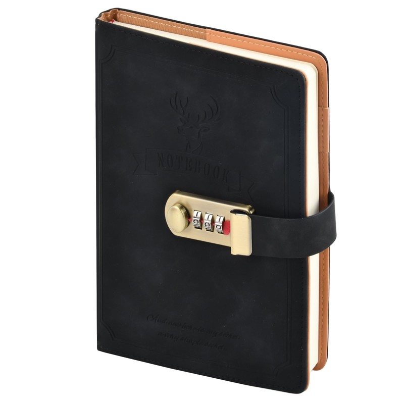 Husalsea Password Book, Lockable Diary, Notebook With Lock Retro, Journal