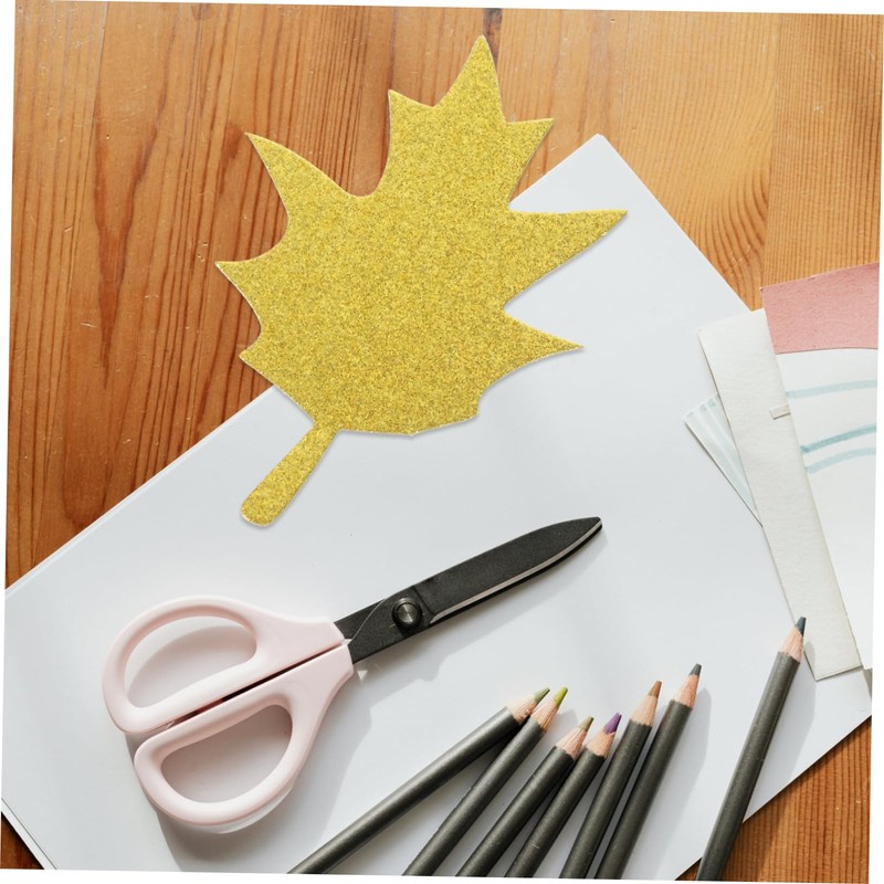 STOBOK 20pcs Glitter Maple Leaf Paper Cutouts for Fall Decor