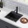 HOTIS 18 x 18 Inch Black Bar Sink Drop in