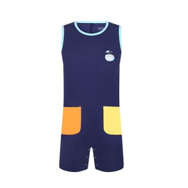 Landofgenie Bodysuit Men's One-Piece Sleeveless Tank Top - Comfortable Cotton Bodysuit as Pyjamas & Lounge Suit for Adults Onesie Romper with Crab Design, blue, XL