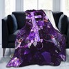 Purple Cross Blanket Christian Religious Cross Decor Throw Blanket Hummingbird