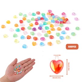 500pcs Acrylic Heart Shape Beads, Mini Heart Beads Acrylic Heart Charms 9 Mixed Colors Loose Beads Heart Spacer Beads for Jewelry Making DIY Craft Bracelet Necklace Earrings