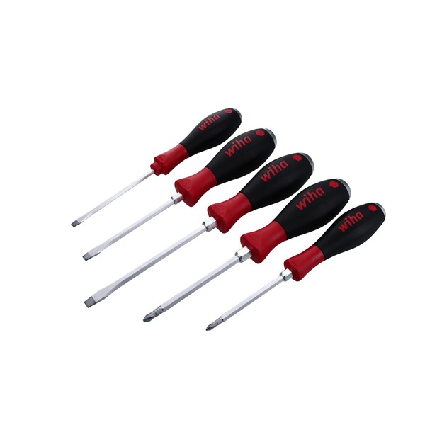 Wiha 53075 5-Piece Slotted and Phillips Extra Heavy Duty Screwdrivers