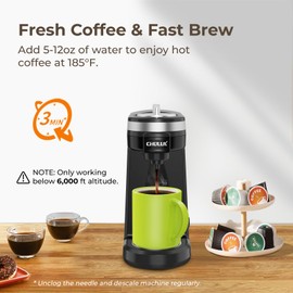 CHULUX Mini Single Serve Coffee Maker for K Cup Capsule, Tiny Small Size Coffee Machine for One Person Travel, RV, Truck and Home, Black