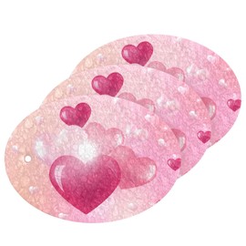 Valentine Pin Hearts Romantic Love Pink Pattern 3PCs Non-Scratch Compressed Sponges, Scrub Foam Wood Pulp Pop up Sponge, Two-Sided Dishes Oval Cleaning Kitchen Scrubber Sponges