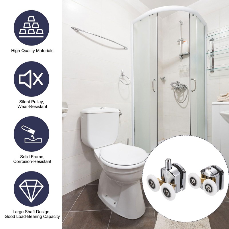 uxcell 4 Pcs Shower Door Rollers, 23mm Dia Copper Bathroom