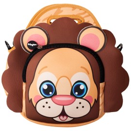 Fringoo® Kids Lunch Bag - Made from Neoprene Thermal Insulated Material - School Lunch Bag - Zipped Pocket Shoulder Strap (Lion)