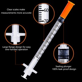 1mL Syringe 31G 1/4 Inch, Individually Wrapped, Pack of 100