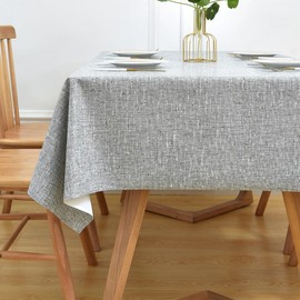 Yofori Wipeable Waterproof Tablecloth for Rectangle Table Heavy Duty Vinyl Tablecloths Outdoor PVC Table Cover for Picnic(A-Gray, 54'' x 108'')