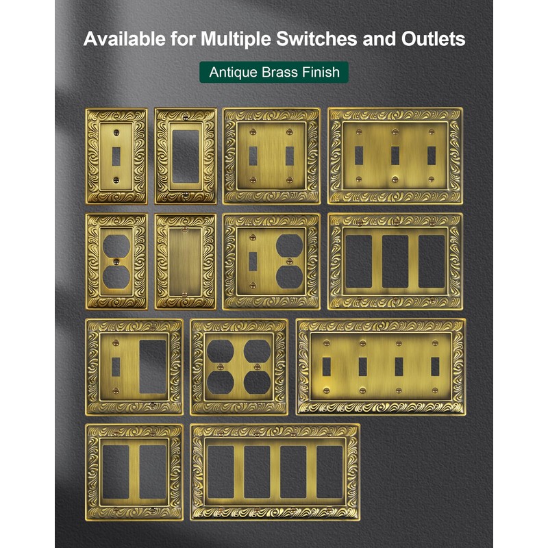 2-Pack Combo Toggle/Decorator Light Switch Cover Plate, Paisley Pattern Decorative