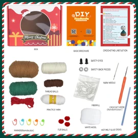 Ceckooty Christmas Crochet Kit for Beginners, Beginner Crochet Kit for Adults Kids with Detailed Instruction and Video Tutorials, Crochet Kit for Stocking Stuffers Christmas Gifts Decoration, Beige Gnome