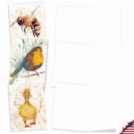 The Best Card Company - Assorted All Occasions Animal Watercolor Blank Greeting Notecard Box Set - Incl. 10 Unique Designs + Envelopes, Thank You, Invitations - Wildlife Splash AM2954OCB-B1x10
