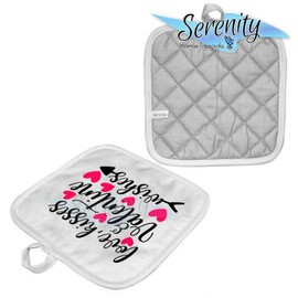 I Tolerate You | Funny Decorative Kitchen Oven Mitt Hot Plate Pot Holder Set | Valentines Day Hearts | Love Kisses And Valentine Wishes | White Oven Home Decor Holiday Decoration