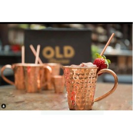 Old Moscow Mugs One 100% Pure Copper Old Moscow Mug 12 Oz + Copper Straw.Copper Cup Copper Mug