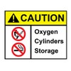 Pack of Two CAUTION OXYGEN CYLINDER STORAGE Health and Safety