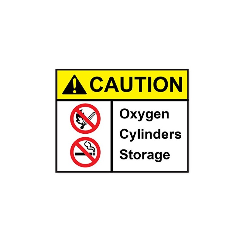 Pack of Two CAUTION OXYGEN CYLINDER STORAGE Health and Safety