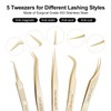 NAGARAKU 5 PCS Tweezers for Eyelash Extensions Straight and Curved