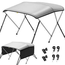 KAKIT 3 4 Bow Bimini Tops for Boats with Mesh Sides Heavy Duty Cover Adjustable 4 Straps Zippered Storage Boot