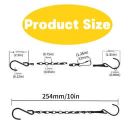 10 Pack 10 Inch Black Hanging Chains,Plant Hangers with S Hooks for Hanging Plants,for Hanging Bird Feeders,Billboards,Chalkboards,Basket,Planters,Lanterns,Wind Chimes and Decorative Ornaments Etc.