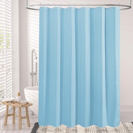AmazerBath Waffle Shower Curtain, Baby Blue Shower Curtain Fabric Shower Curtain with Waffle Weave Heavy Duty Hotel Quality Bathroom Shower Curtains, 72 x 72 Inches