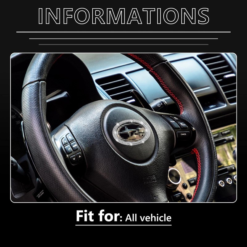 JINGSEN Car Steering Wheel Logo Caps, Bling Car Interior Set
