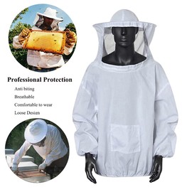 Beekeeping Suit Beekeeping Clothing Beekeeping Jacket with Veil Hood Hat Beekeeping Clothes Professional Beekeeping Protective Equipment Beekeeper Suit Jacket Bee Protection Suit with Front Zipper