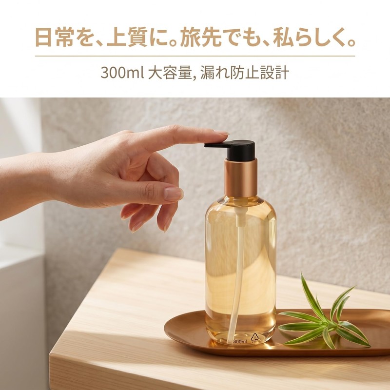HOMSFOU 2pcs 300ml Light Brown PET Refill Bottle Lotion Shampoo