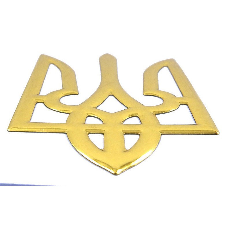 Ukrainian Trident Gold Finish Decal Emblem Ukraine Tryzub 3D Sticker