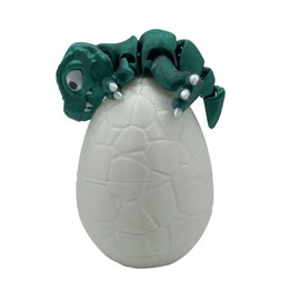 Dino Egg - Baby T-Rex Dinosaur Hatching from Cracked Egg - Full Articulated Collectible Figurine for Adults with ADHD, Autism - Stress and Anxiety Relief - Dinosaur Egg (Green and Black)