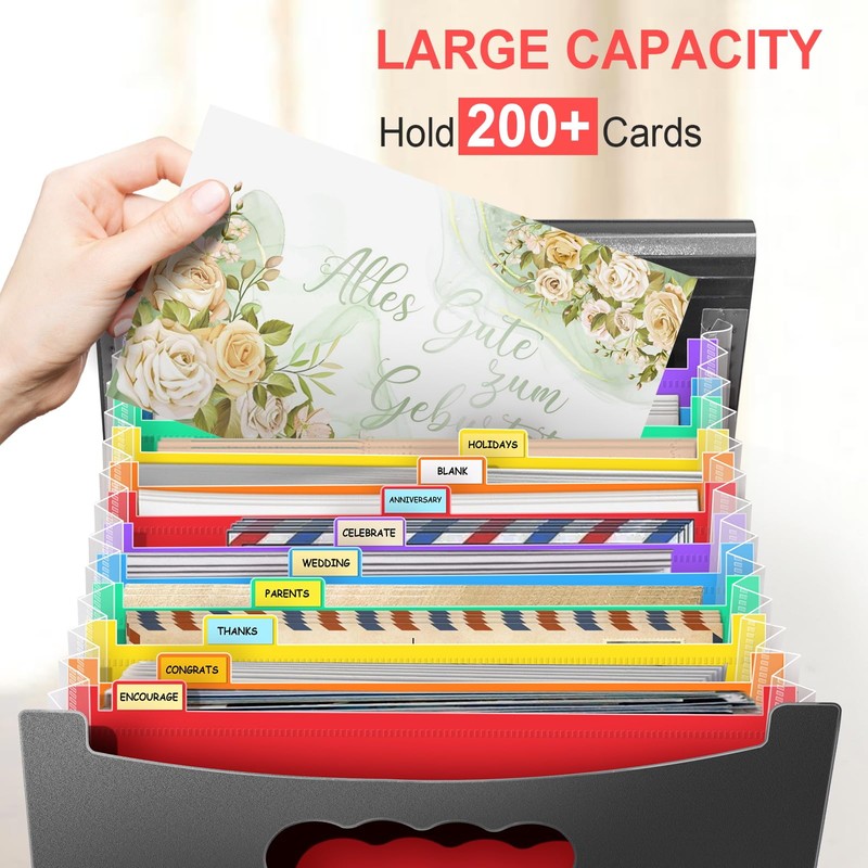 Vowcarol Greeting Card Organizer Expanding Organizer Greeting Card Storage Box