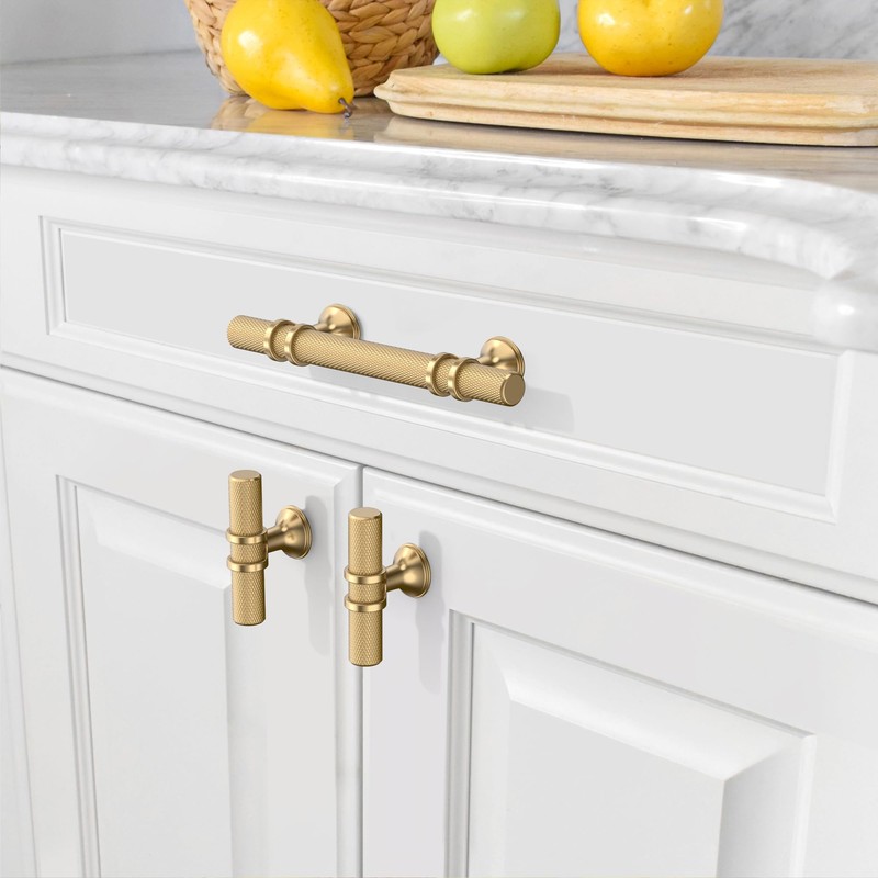 Amerdeco 10 Pack Knurled Champagne Bronze Cabinet Pulls 5 Inch