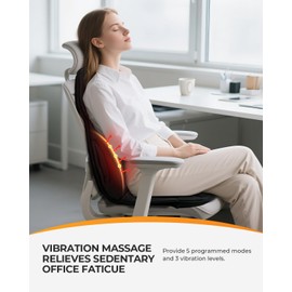 CooCoCo Vibration Back Massager with Heat, Massage Chair Pad with Carry Bag