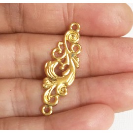 6 Gold plated filigree connector 12x36mm, gold plated alloy connector