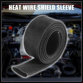 Hihaha Fiberglass Heat Wire Shield Sleeve Heat High Temp Shield Adjustable Heat Shield 3.2ft 20mm 3/4" Black for Car Wire Protection Durable Material