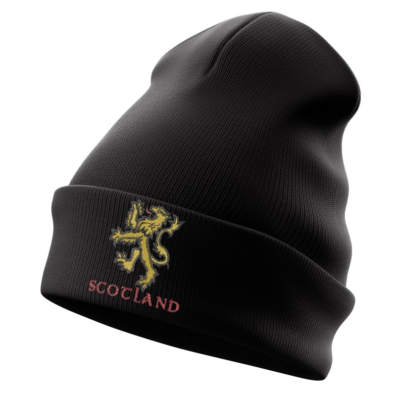 Purple Print House Scotland Lion Embroidered Beanie Hat for Men