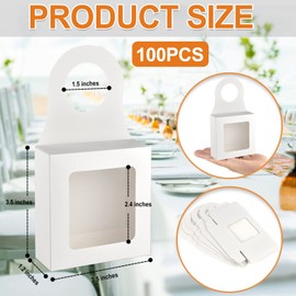 100 Pieces Kraft Paper Wine Bottle Box with Window Hanging Foldable Wine Boxes Gift Boxes Empty Wine Bottles for Decor Bottle Hanger Favor Box for holding Candy Truffles Chocolate Cookies (White)