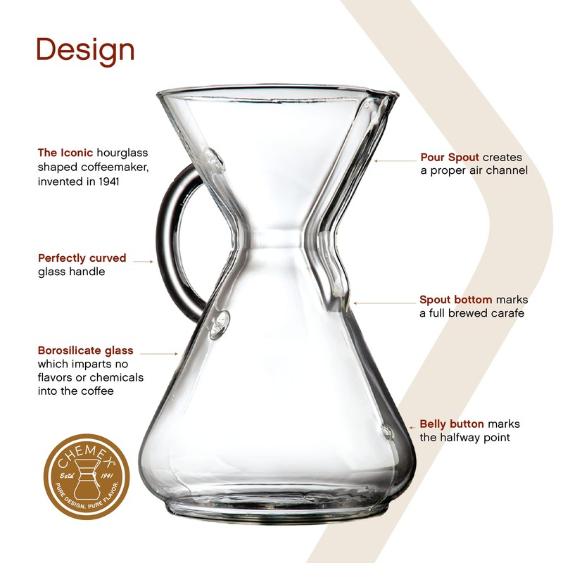 Chemex Pour-Over Glass Coffeemaker - Glass Handle Series - 10-Cup