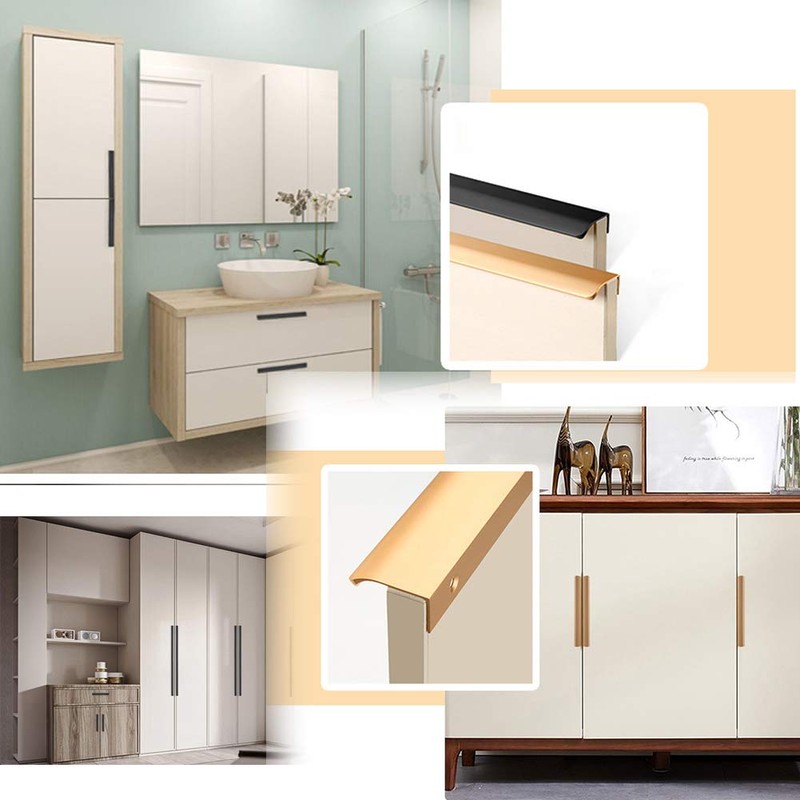 JOOJA 10 Pack Modern Style Finger Edge Pull Furniture DrawerHandles