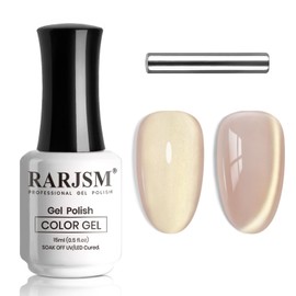 RARJSM Nude Gray Purple Pink Cat Eye Gel Nail Polish with Magnet Stick Light Golden Glitter Diamond Ceramic Cateye Gel Polish 15ml Sparkle Shimmer UV LED Curing Requires Soak Off Home Salon Manicure