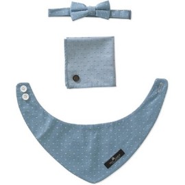Troy James Toddler Boy's 3 Piece Blue Bib, Bowtie, Hanky Set Genevieve Goings Coll. NWT