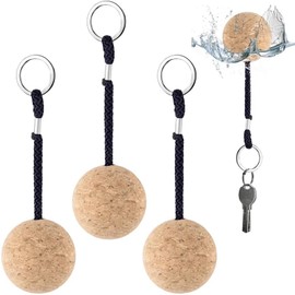 Alvinlite 4PCS Floating Cork Keyring Floating Key Ring Durable Portable Marine Round Cork Balls Key Ring for Sailing Fishing