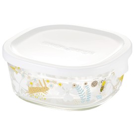Iwaki B3240-SNF Heat-Resistant Glass Sealing Storage Container, Shinji Kato, Scandinavian Garden, Square, 15.2 fl oz (450 ml)