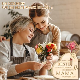 Best Mum Gift Mother Gifts Birthday Wooden Heart with Eternal Flowers, Cool Mother's Day Gifts Birthday Gift for Mum Gift Christmas (Mum)