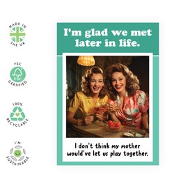Central 23 Best Friend Birthday Card - Im Glad We Met Later - Funny Retro Cards For Her - Humorous Friendship Gifts For Women - Comes With Fun Stickers