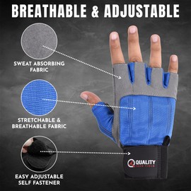 QTF Workout Gloves for Men and Women Weight Lifting Gloves for Gym, Wrist Support Exercise Bike, Weights Training, Work Gloves