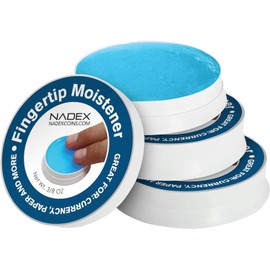 Nadex 6 Pack Fingertip Moistener Pads, Blue - Non-Slip Counting Cash Bills Separating Documents - Finger Moisturizer Non-Toxic Greaseless Odorless Pad for Office/Home